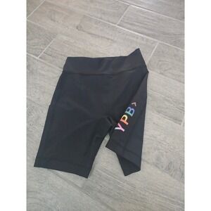 Abercrombie YPB Bike Shorts High Waist Activewear Athletic Rainbow Logo Black XS